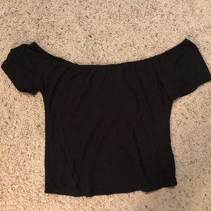 Women’s off the shoulder black T-shirt